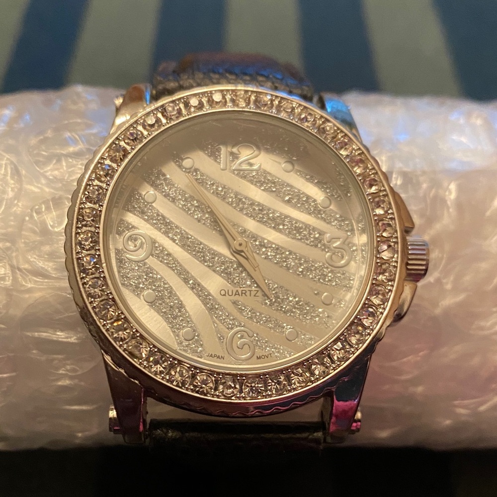 Chico’s Silver Quartz Watch with Crystal Accents